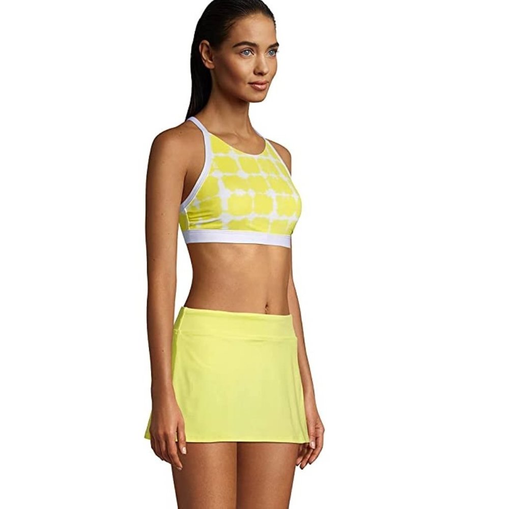 NWT Lands' End Womens X-Back Bikini Top Pinapple Bliss Tiedye D-Cup 12 $60 HH285